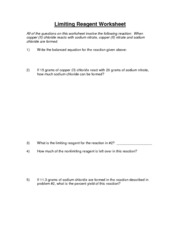 Limiting Reagent Worksheet Answers Image