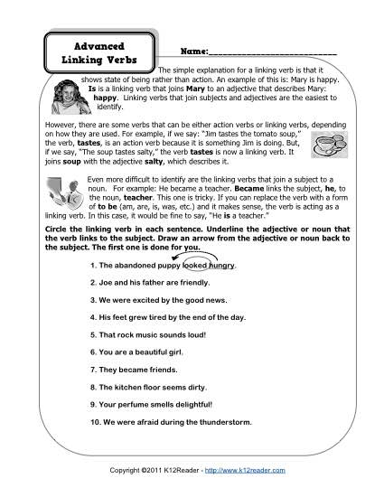Linking Verbs Worksheet