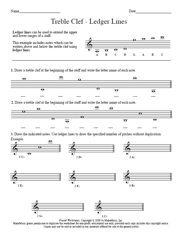 Music Ledger Lines Worksheets Image