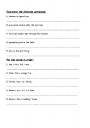 Naming Parts of a Telling Sentence Worksheet Image