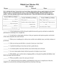 Newtons Laws of Motion Worksheets Image