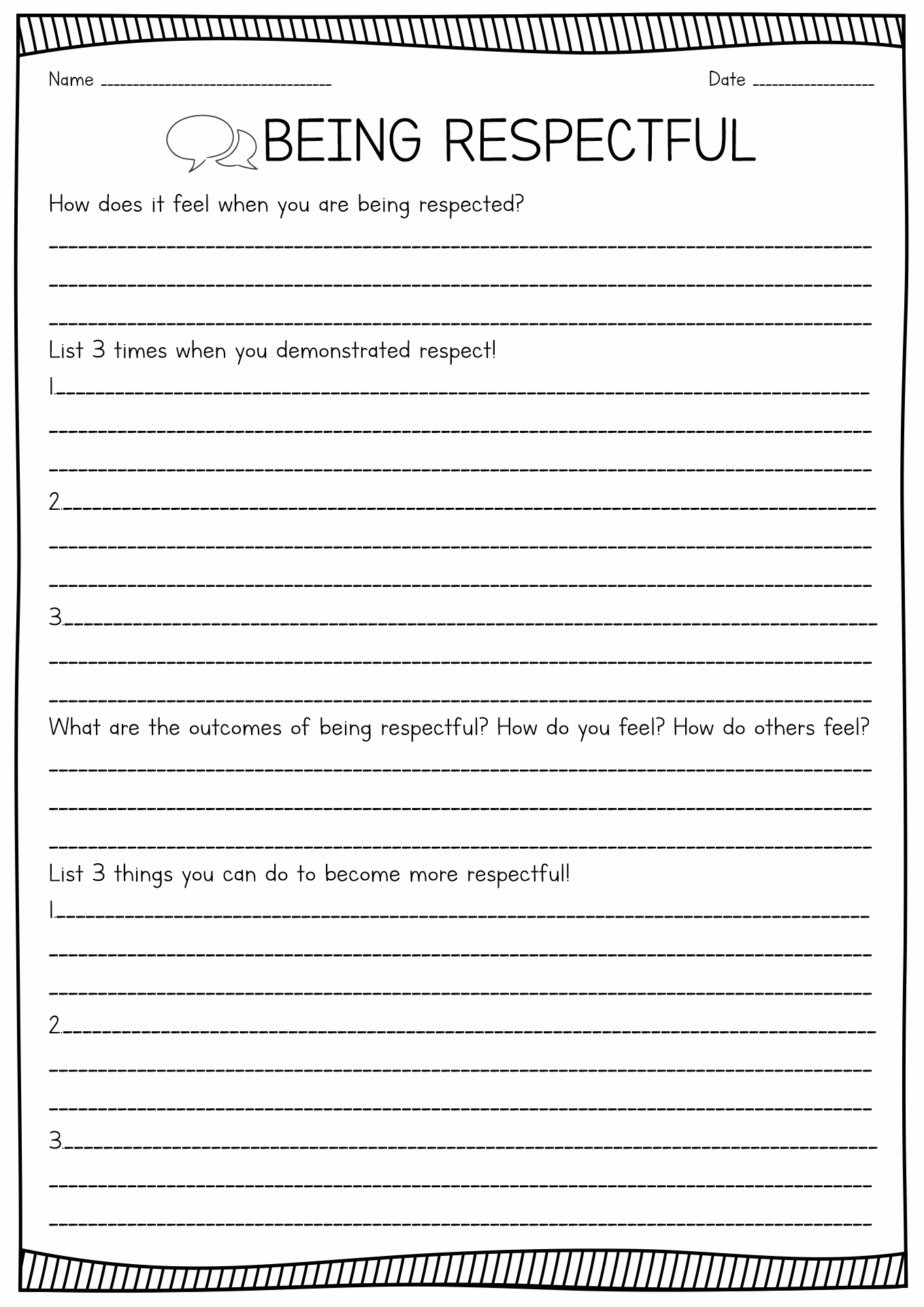 Printable Respect Worksheets
