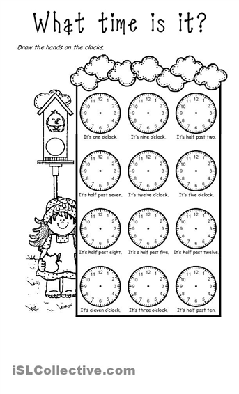 Printable Telling Time Worksheets Half Hour