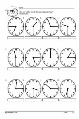 Printable Telling Time Worksheets Half Hour