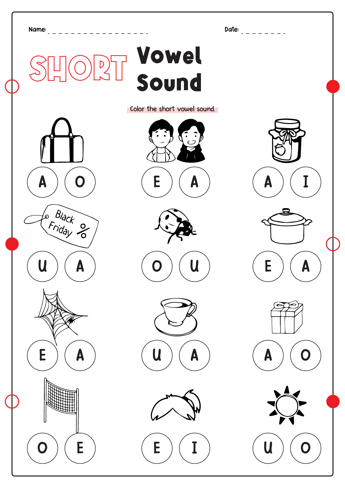 Short Vowel Sounds Worksheets