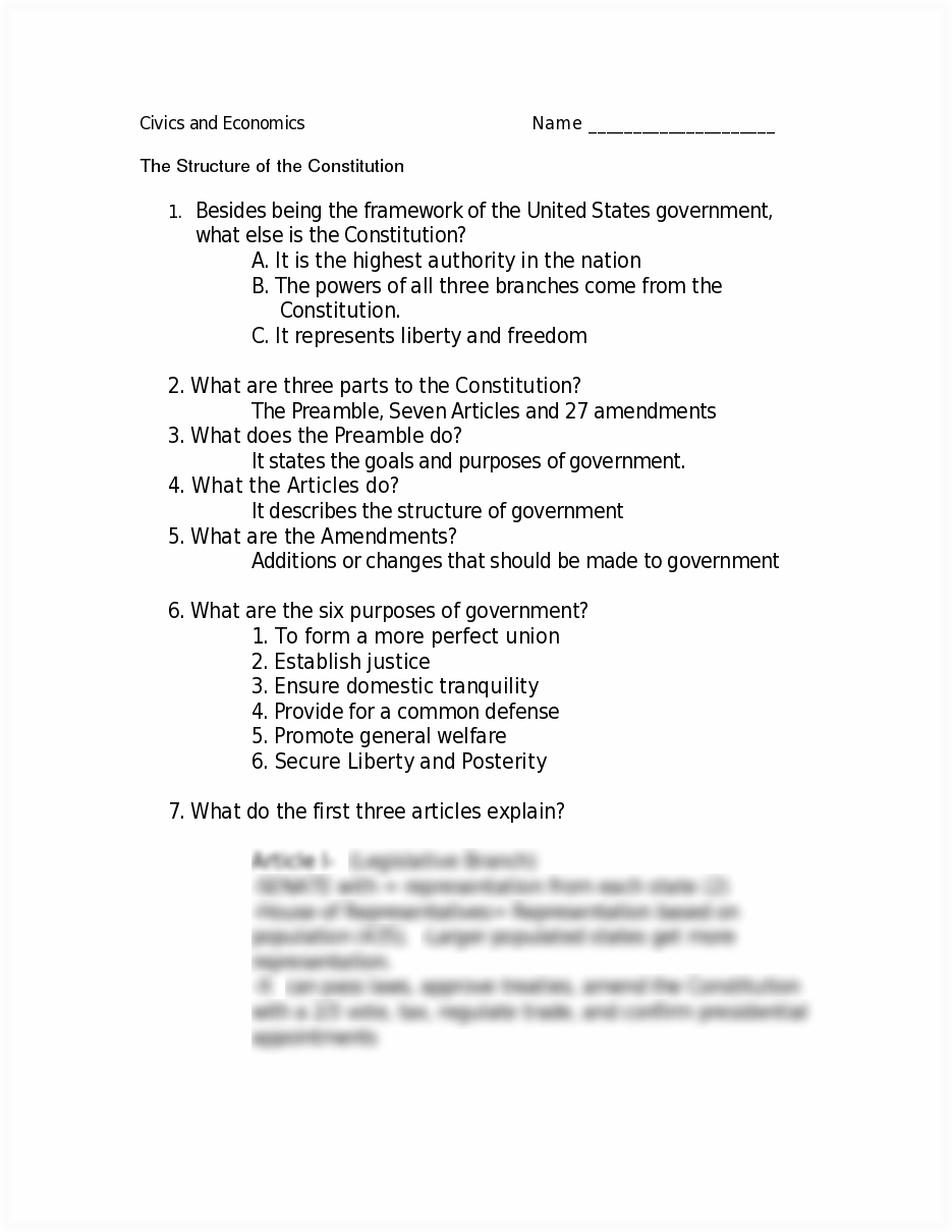 Three Branches of Government Worksheet Answers Image