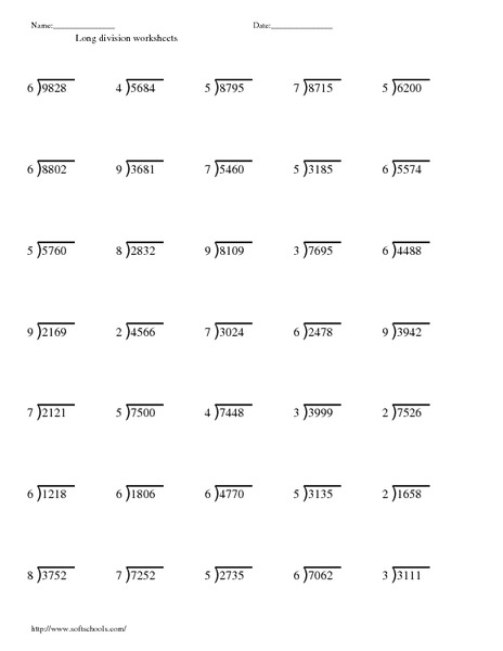 6th Grade Math Long Division Worksheet Image