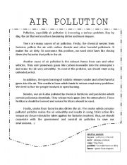 Air Pollution Worksheet Image