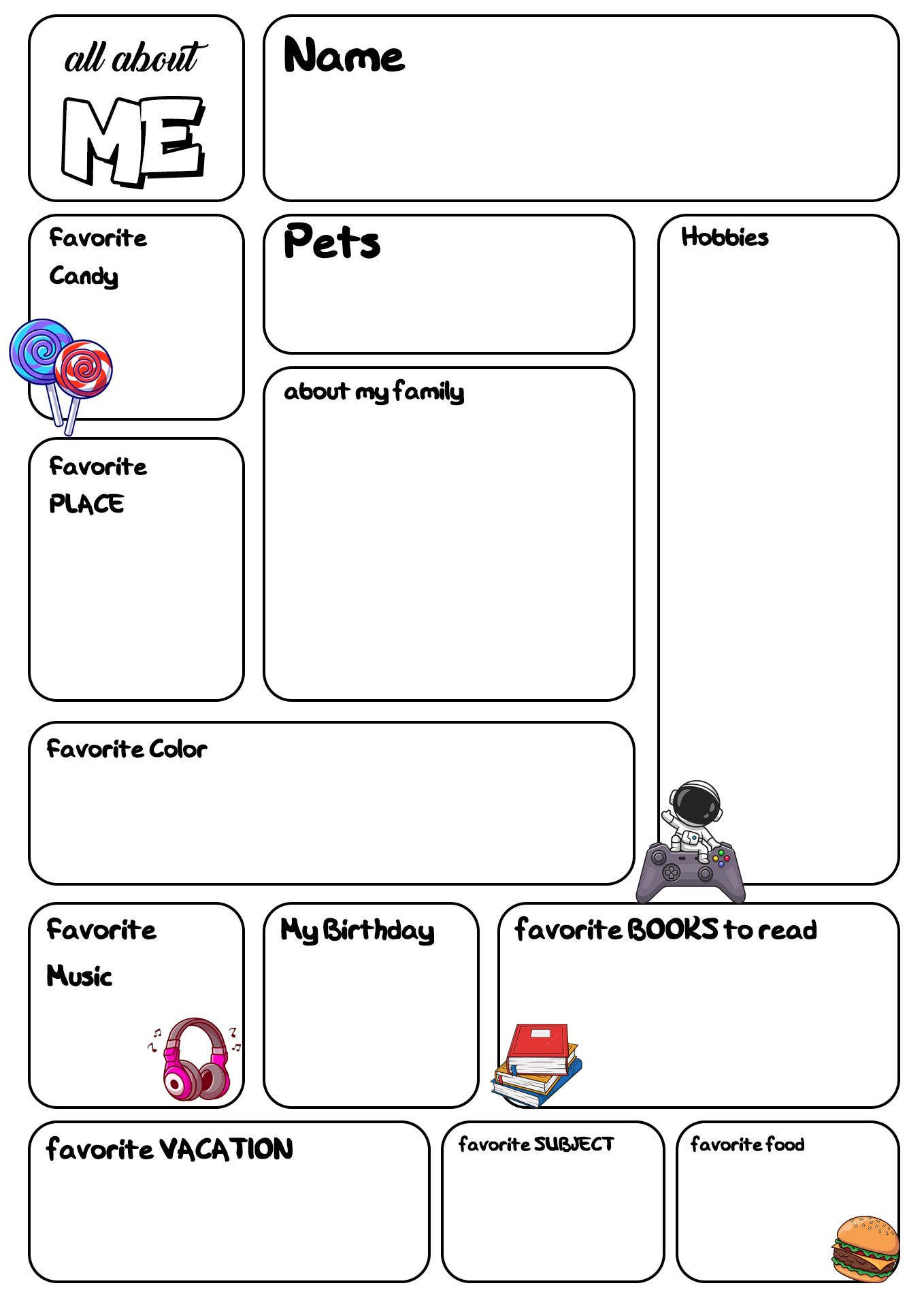 All About Me Worksheet Image