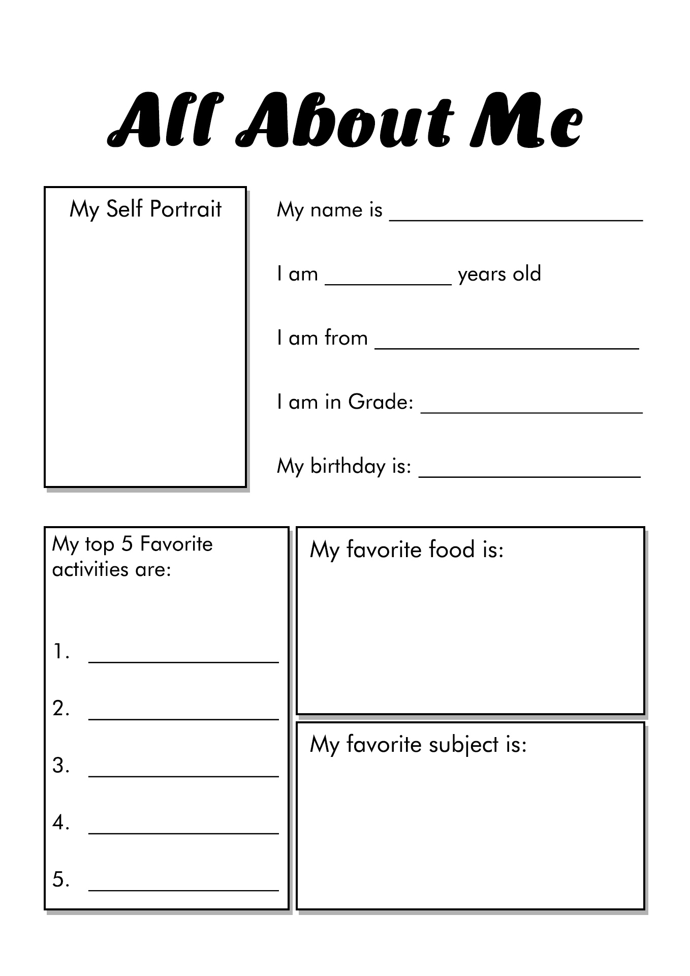 All About Me Worksheets Printables Image