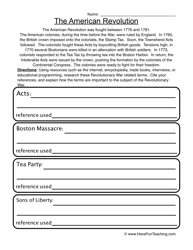 American Revolution Printable Worksheets Image