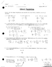 Direct and Inverse Variation Worksheet Answer Key Image