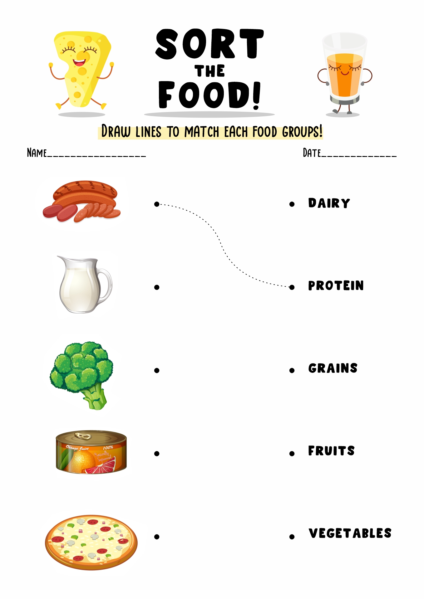 The food wheel worksheet