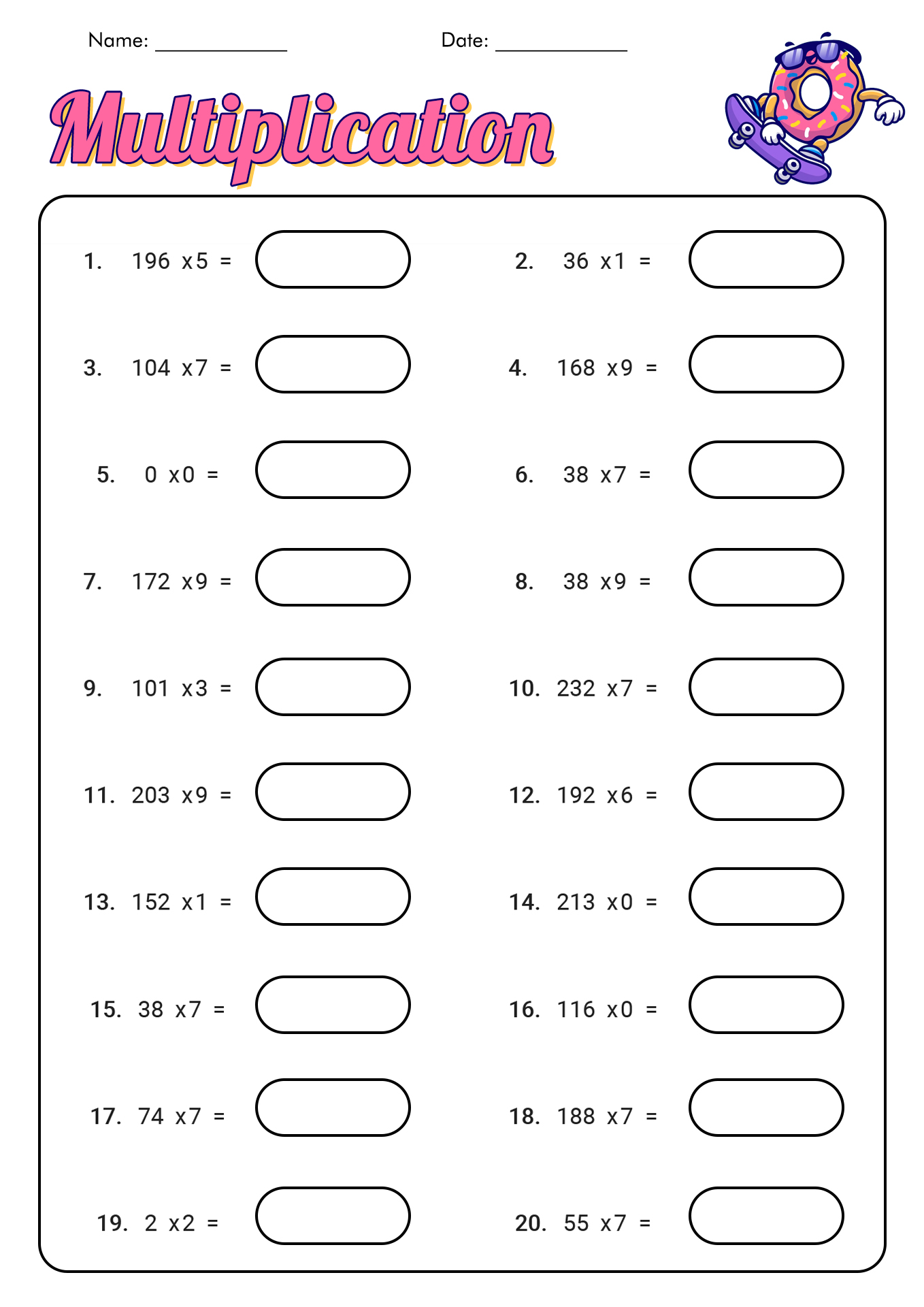 Free 3rd Grade Math Worksheets