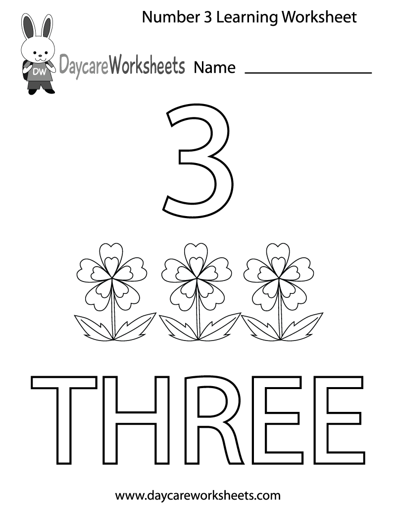 Number 3 Worksheets for Preschoolers