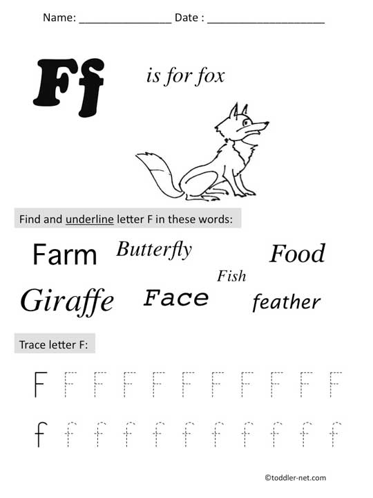 Free Printable Letter F Worksheets Image