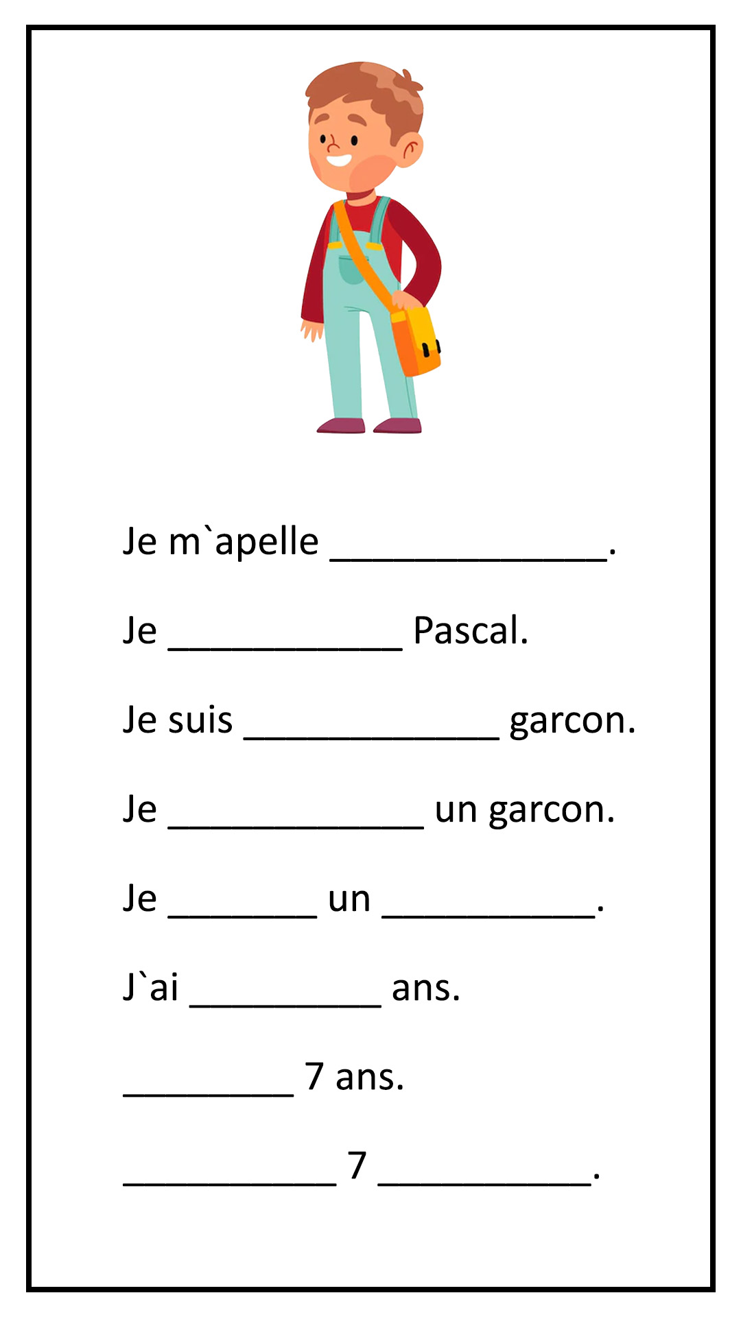 French Beginners Worksheet