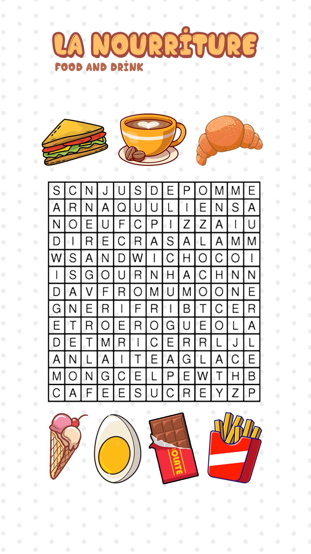 The French Food Crossword Puzzle Worksheet