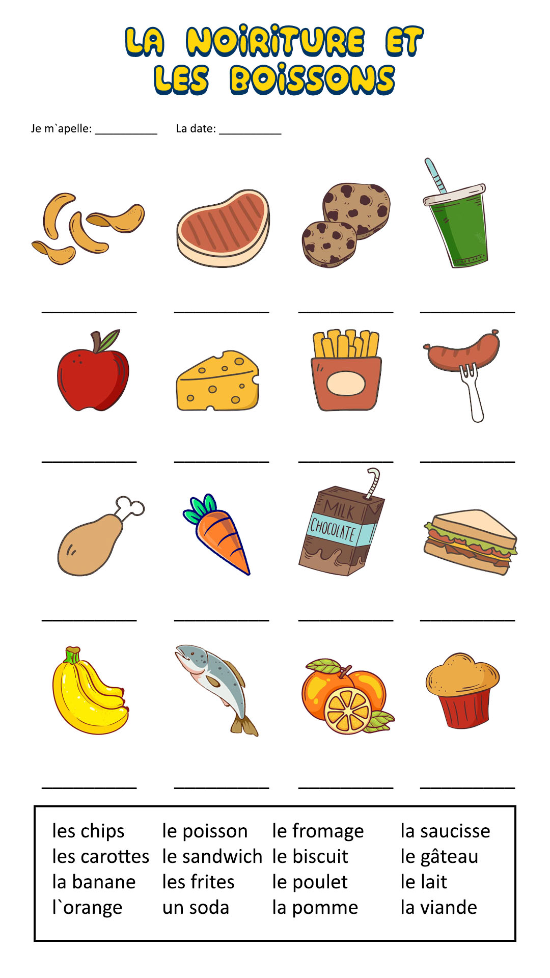 14 Best Images of Printable Worksheets For French Food - Food Activity ...