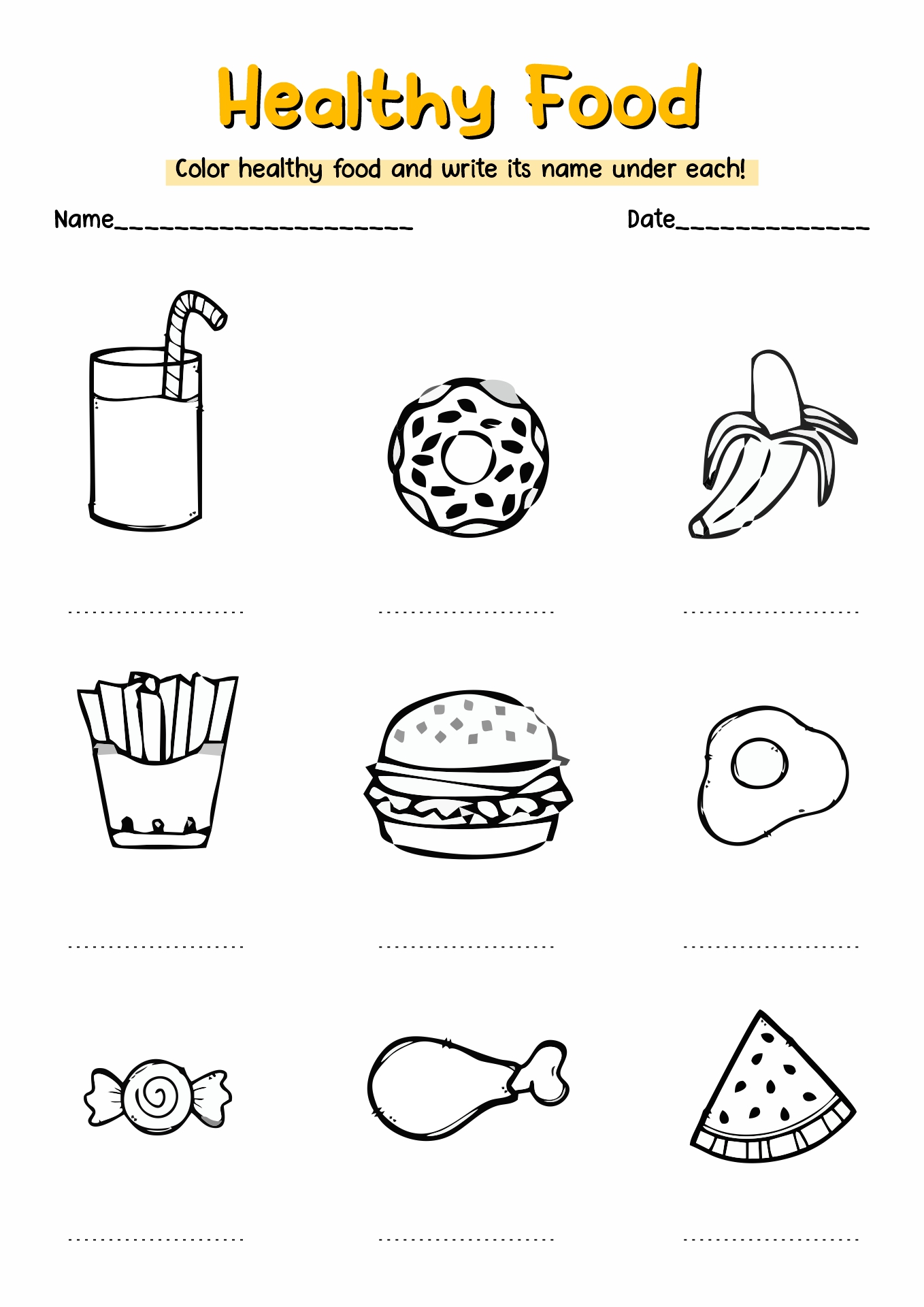Healthy Foods Activity Sheets