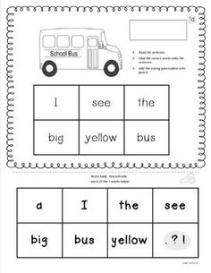 Kindergarten Sentence Building Worksheets
