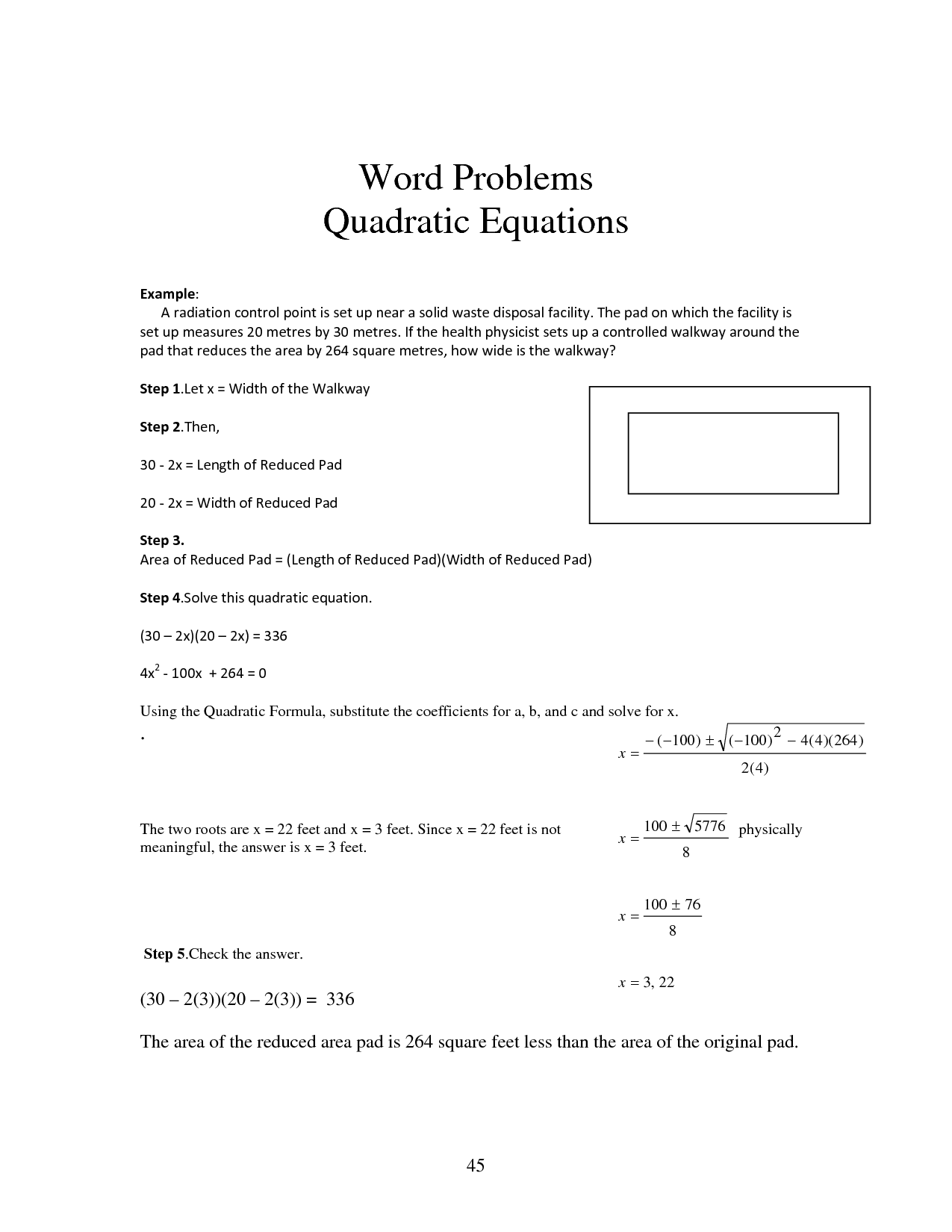 Quadratic Word Problems Worksheet Image