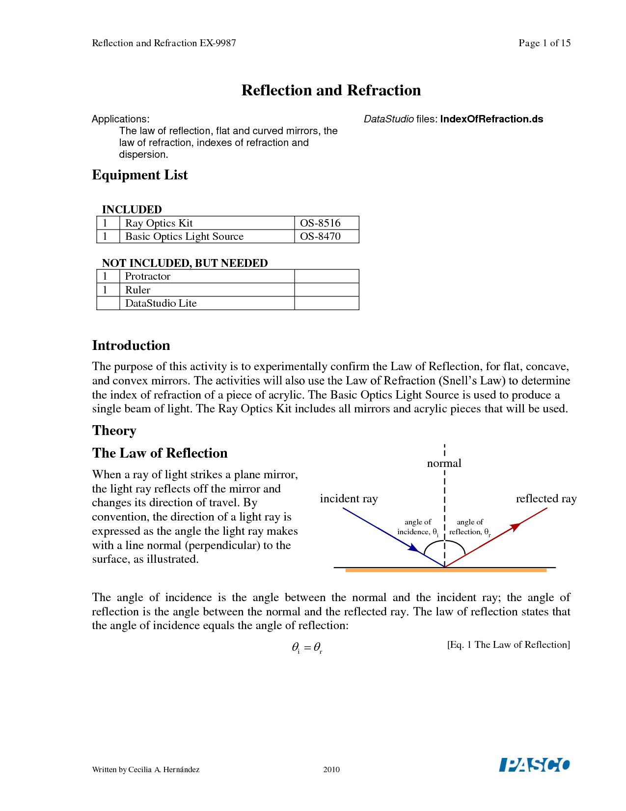 Reflection and Refraction Worksheets Image