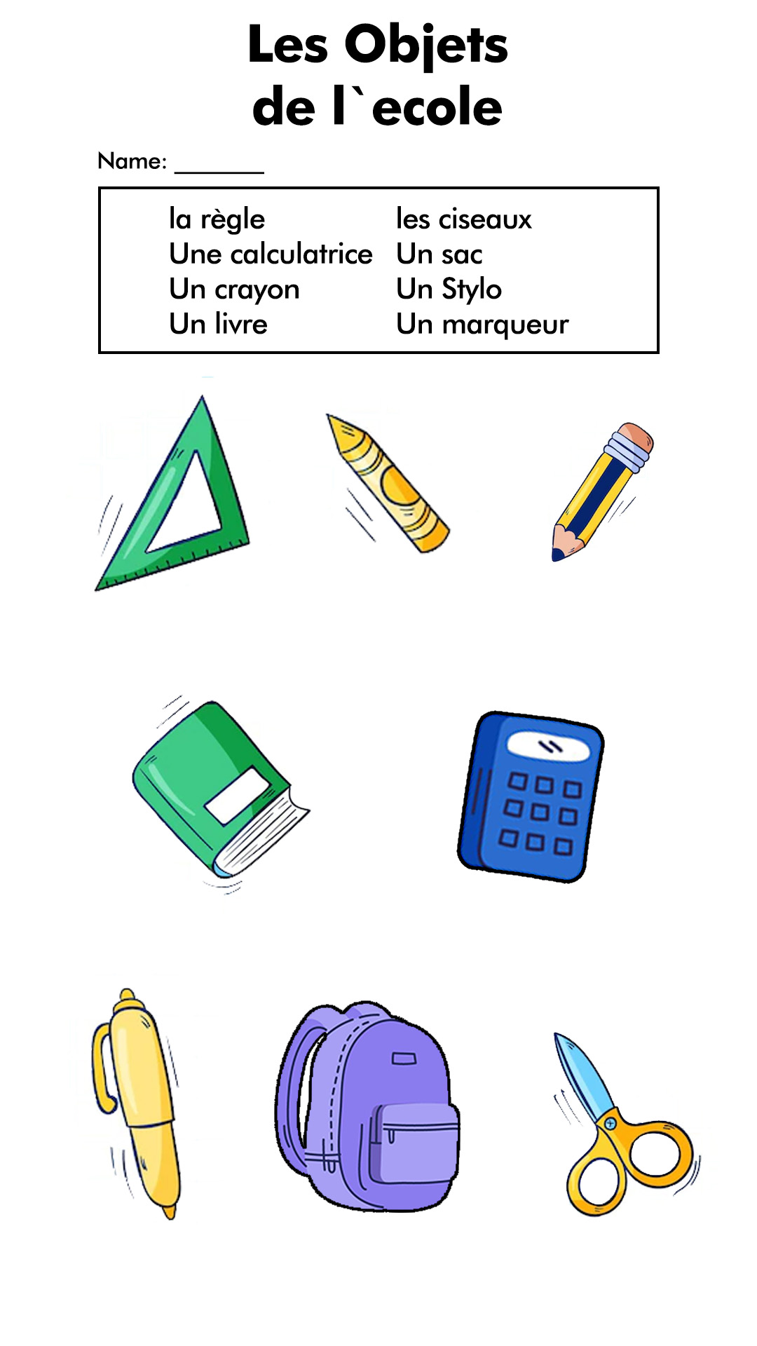 School French Worksheets