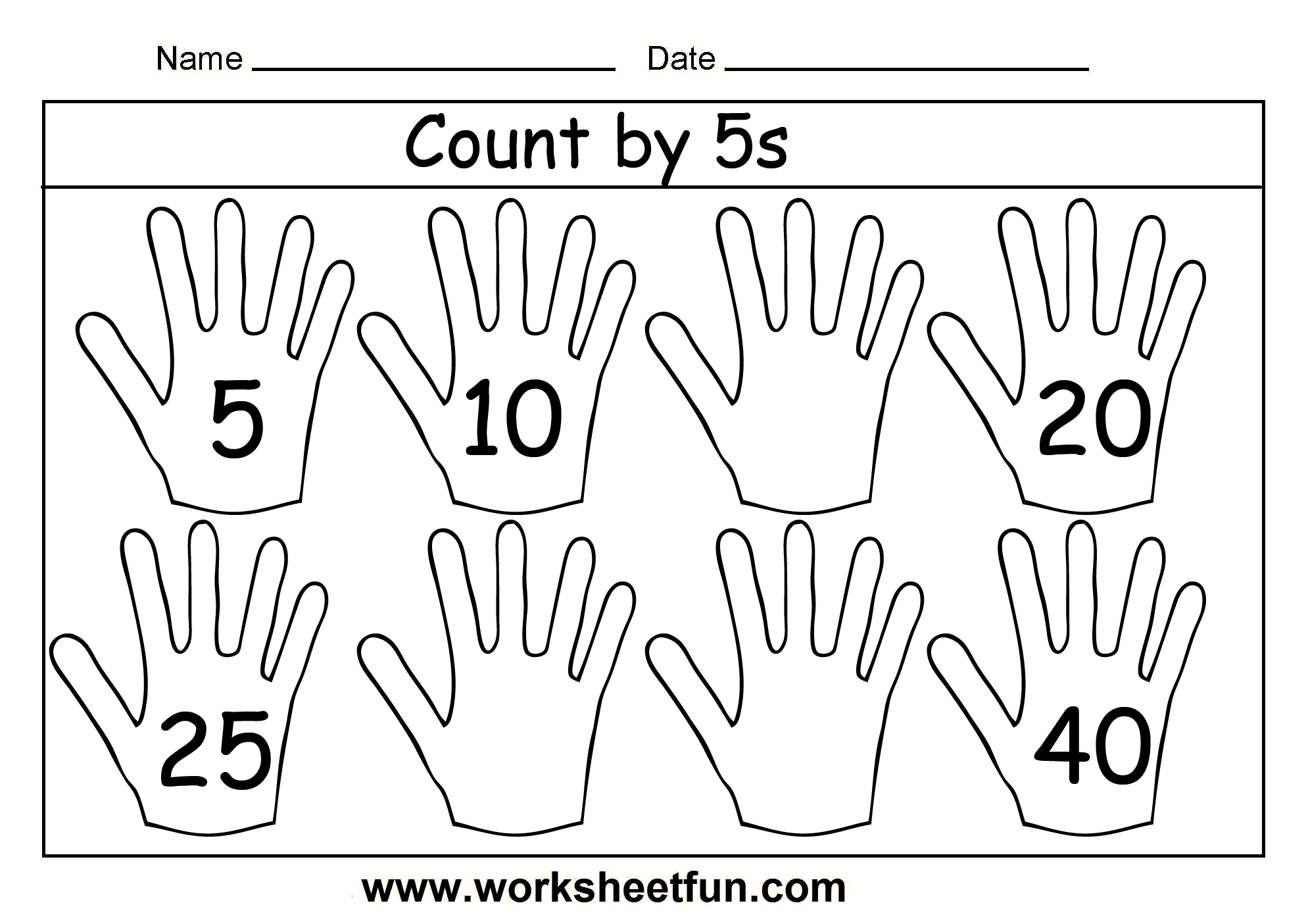 Skip Counting by 5S Worksheets Image