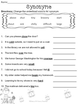 Synonyms and Antonyms Worksheets Image