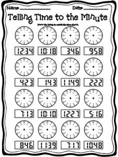 15 Best Images of Hour And Minute Hand Worksheets ...
