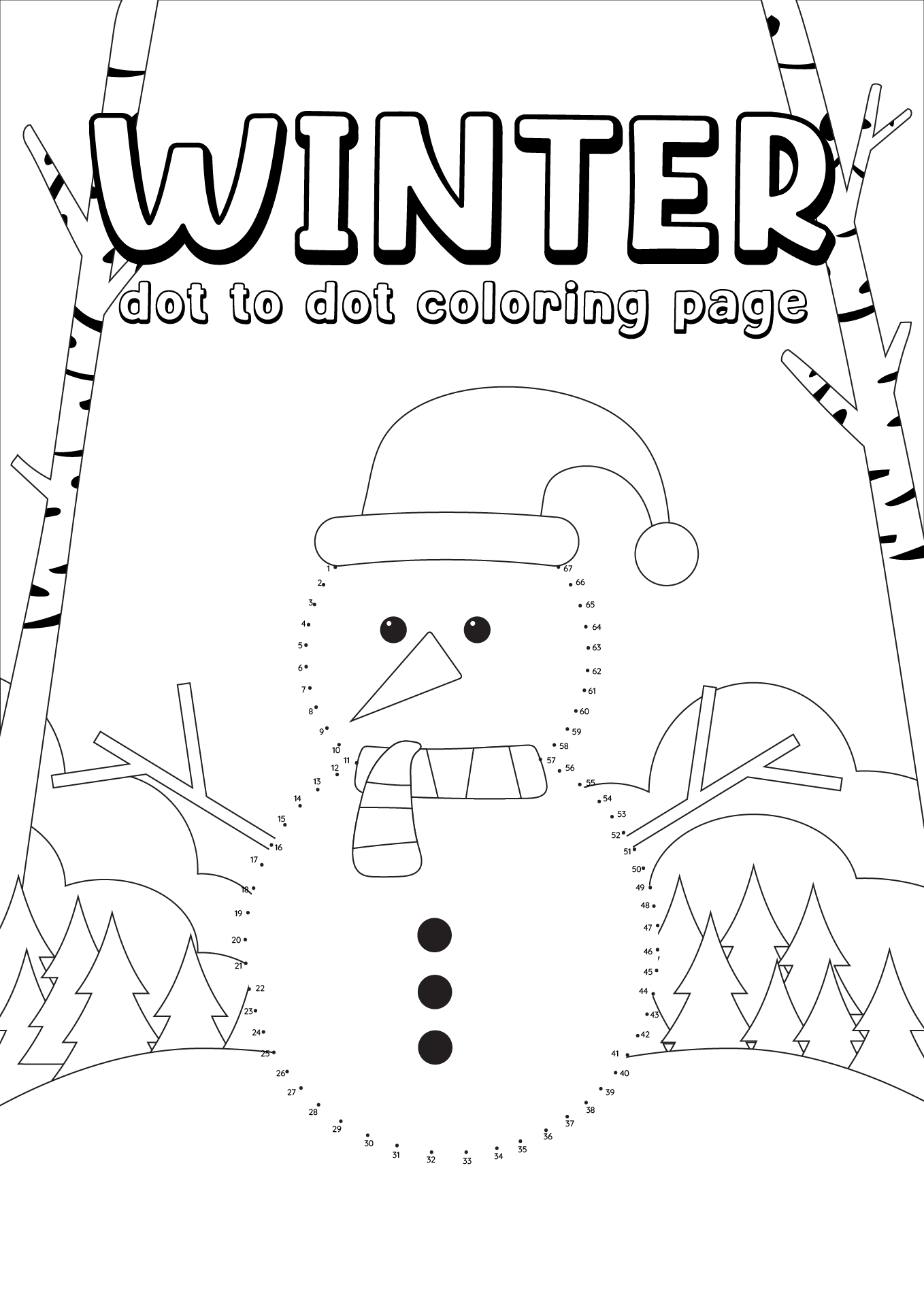 Winter Dot to Dot Coloring Pages Image