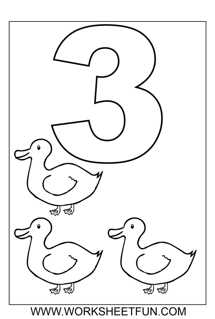 Worksheets Number 3 Coloring Page Image