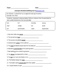 6th-Grade Synonym Antonym Worksheet Image