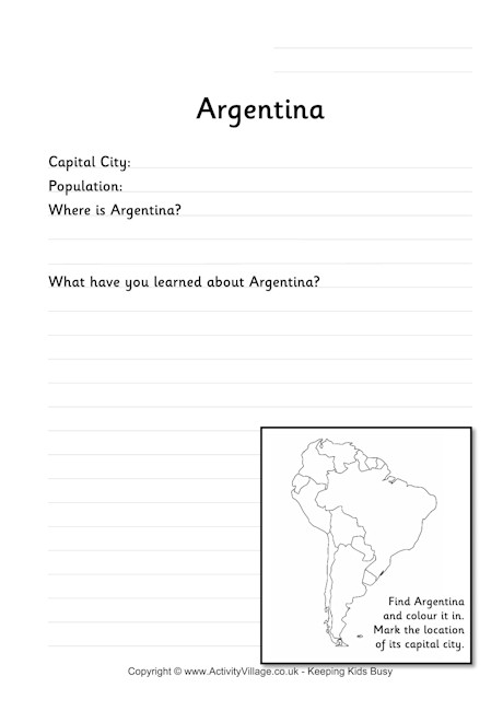 Argentina Worksheets for Kids Image