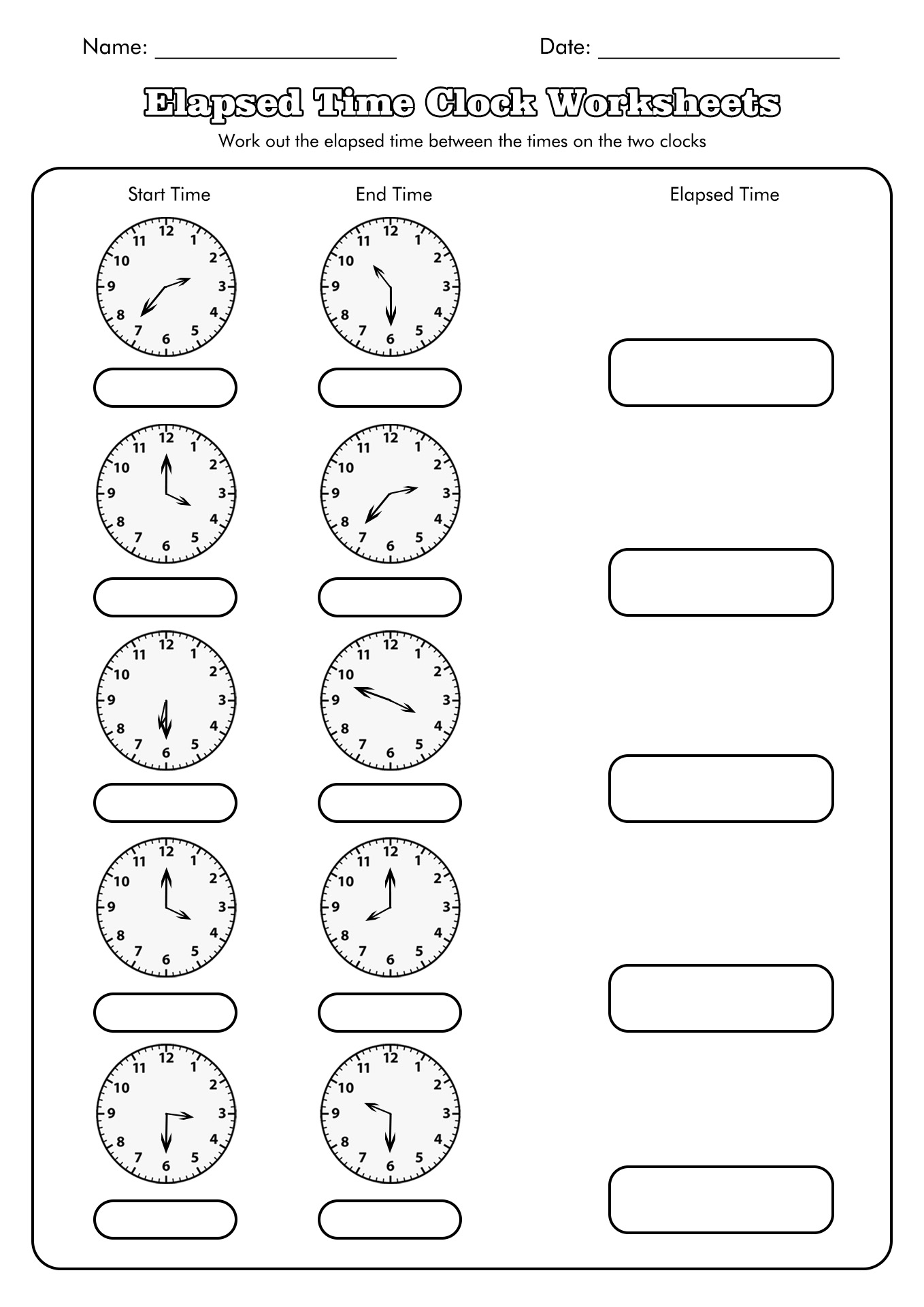 Calculating Elapsed Time Worksheet Image