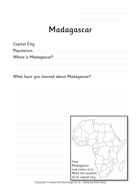 Country of Madagascar Worksheets for Kids Image