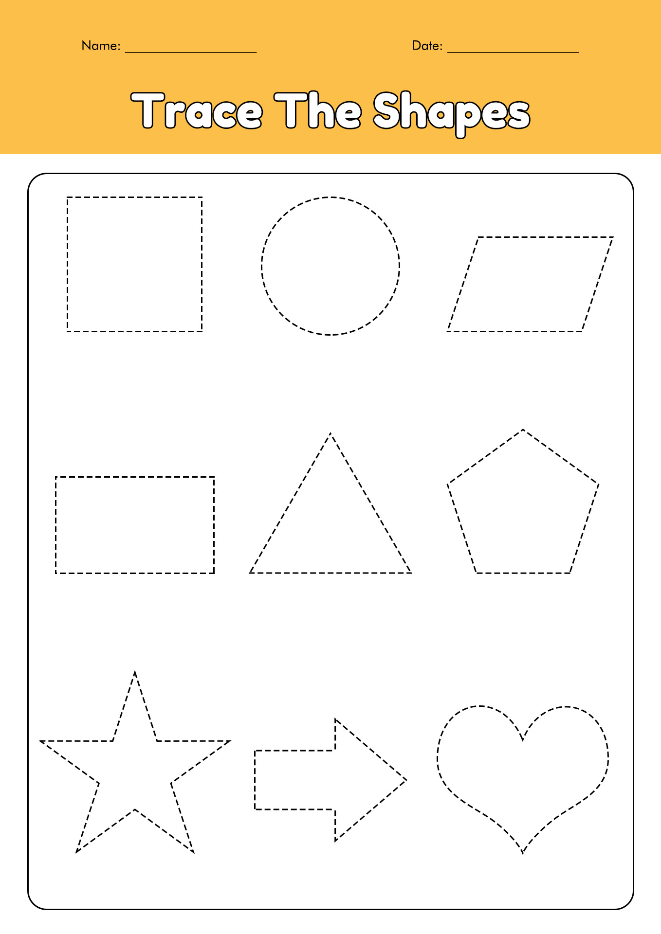 Dotted Tracing Shapes Worksheets