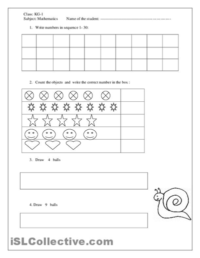 Kindergarten Worksheets Numbers 1 30 Image