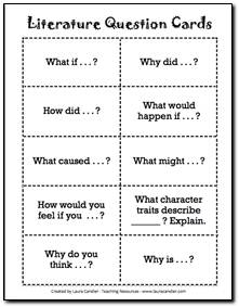 Literature Circles Question Cards Free Image