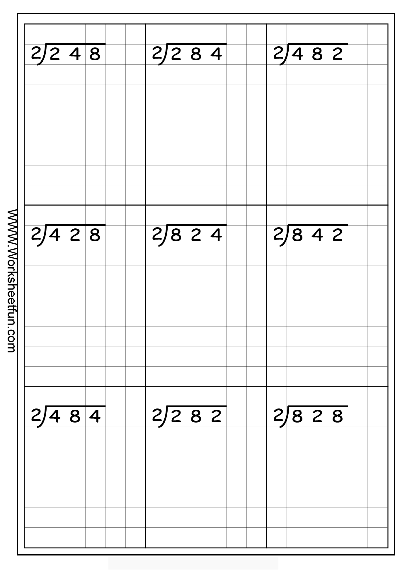 Long Division Worksheets 1 by 3 Image