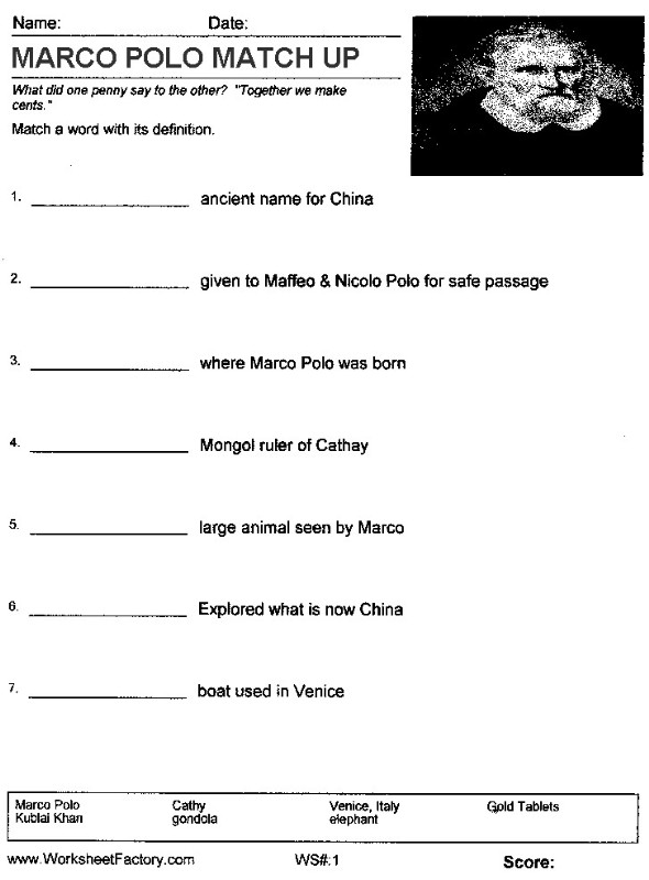 Marco Polo Activity Worksheets Image