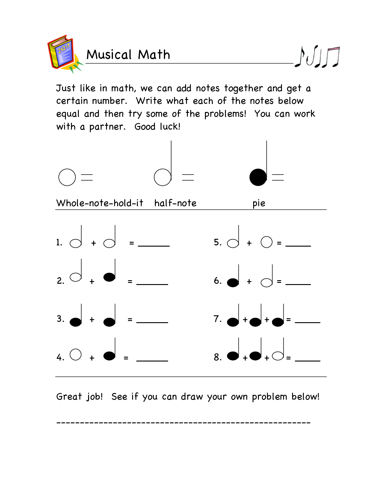 Worksheet Music Math Answers