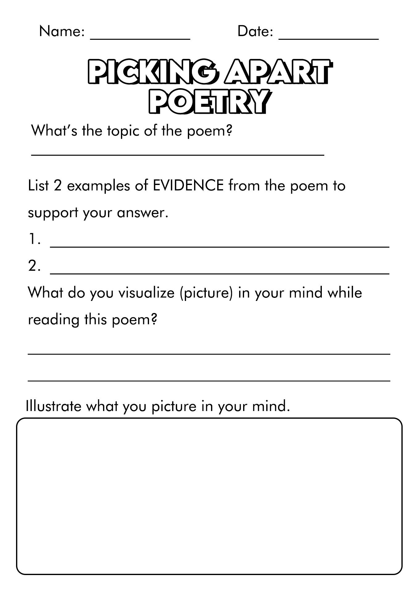 Poetry Response Worksheet