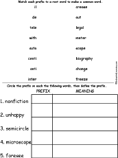 Prefix Root Words with 2 Image