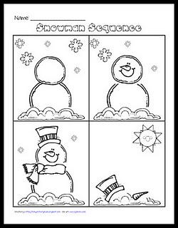 Preschool Snowman Sequencing Worksheet Image