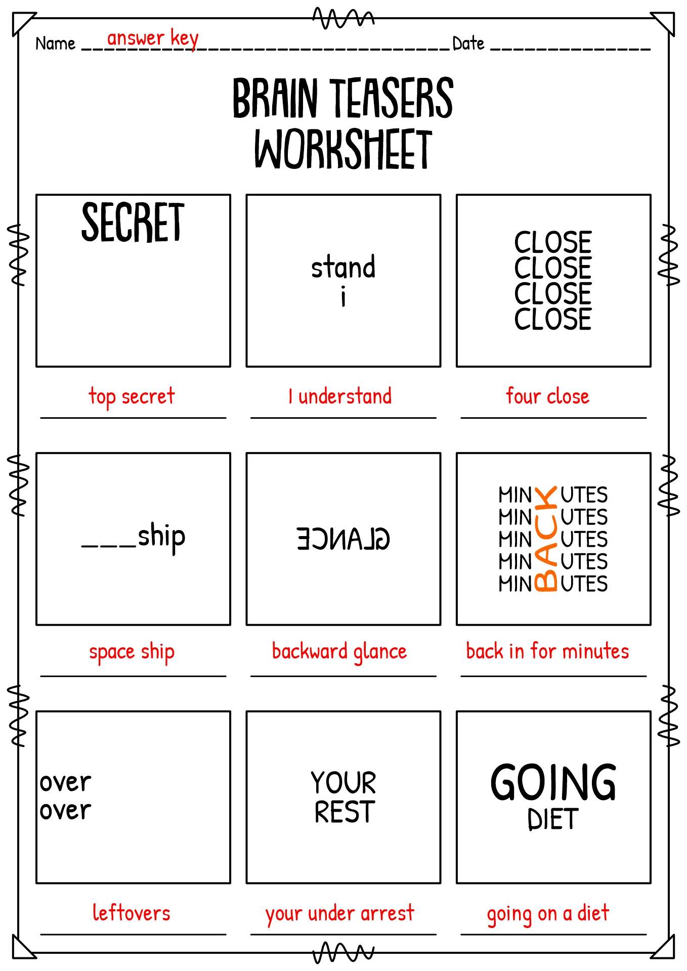 Printable Brain Teaser Puzzles with Answers