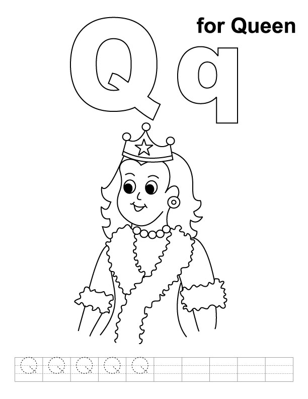 Printable Q Queen Coloring Page Image