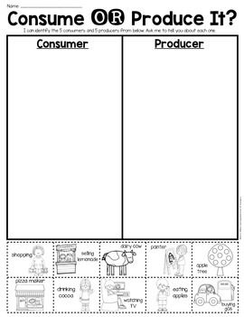 Producers and Consumers Worksheet Image