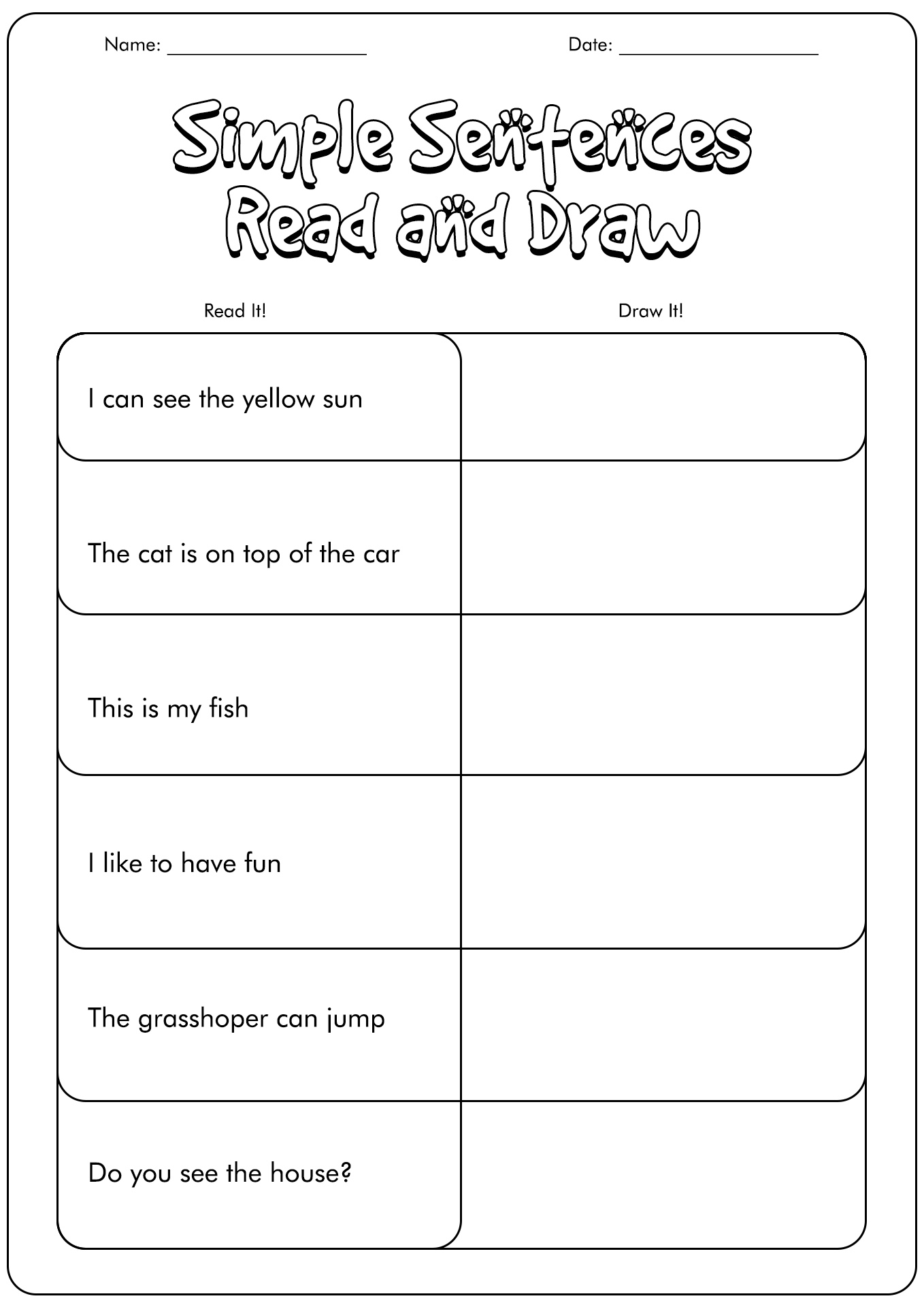 Read Draw and Simple Sentences
